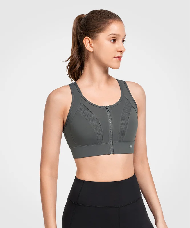 Closeout Echo Front Zip Perforated Breathable Padded Running Bra | Women's High Support Sports Bra Closeout Echo Front Zip Perforated Breathable Padded Running Bra | Women's High Support Sports Bra