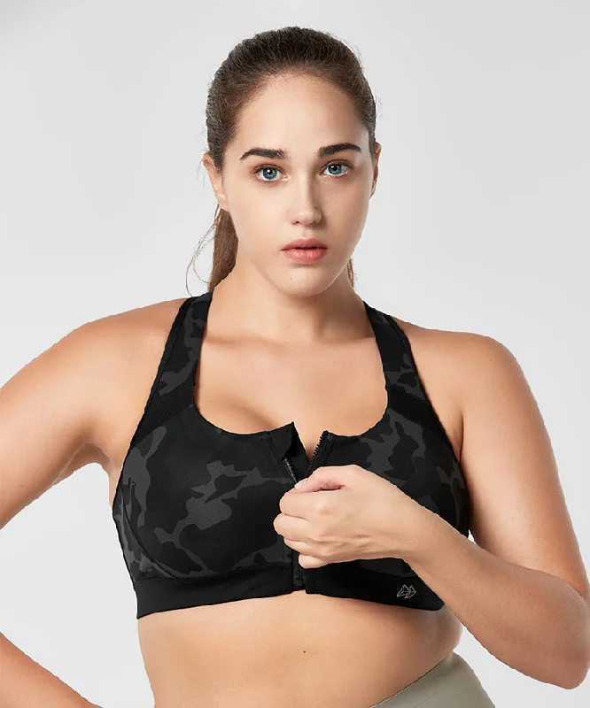 Warehouse Sale Enfold Zip Front Padded Running Bra | Women's High Support Sports Bra (Plus Size)