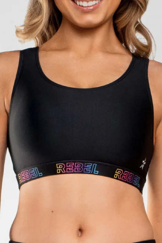 Online Only Marley Sports Bra in Black Color Pop