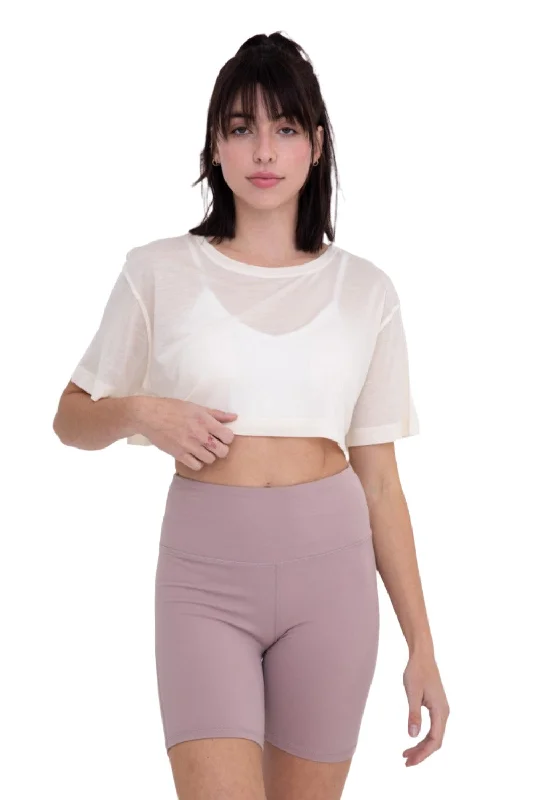 Super Bargain Mono B Semi Sheer Flow Cropped Top KT-A0695