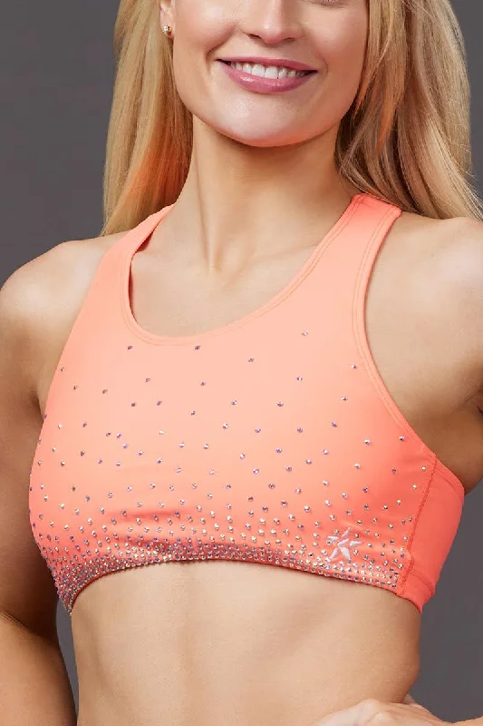 Act Fast On the Go Crystal Sports Bra in Coral Crystal