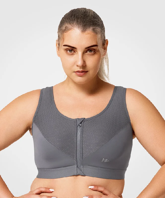 Special Offer Power Classic Zip Running Bra | Women's High Support Sports Bra (Plus Size)