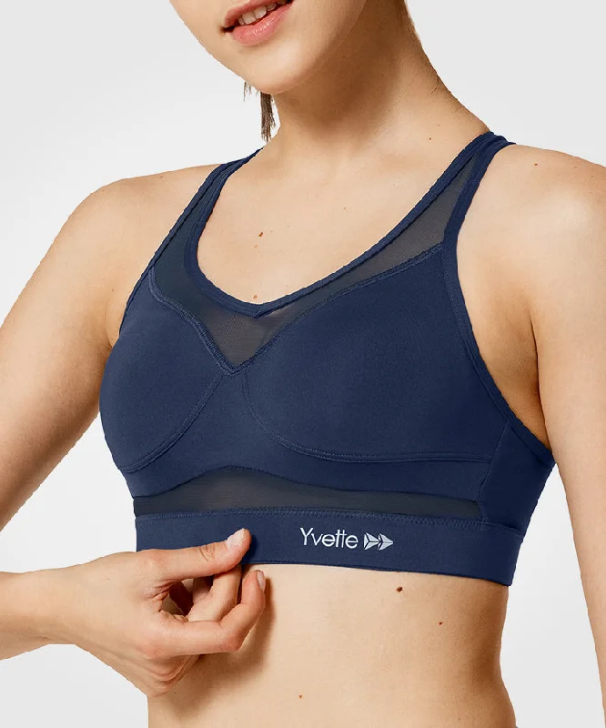 Price Drop Shift Racerback Mesh Padded Running Bra | Women's High Support Sports Bra (Plus Size)