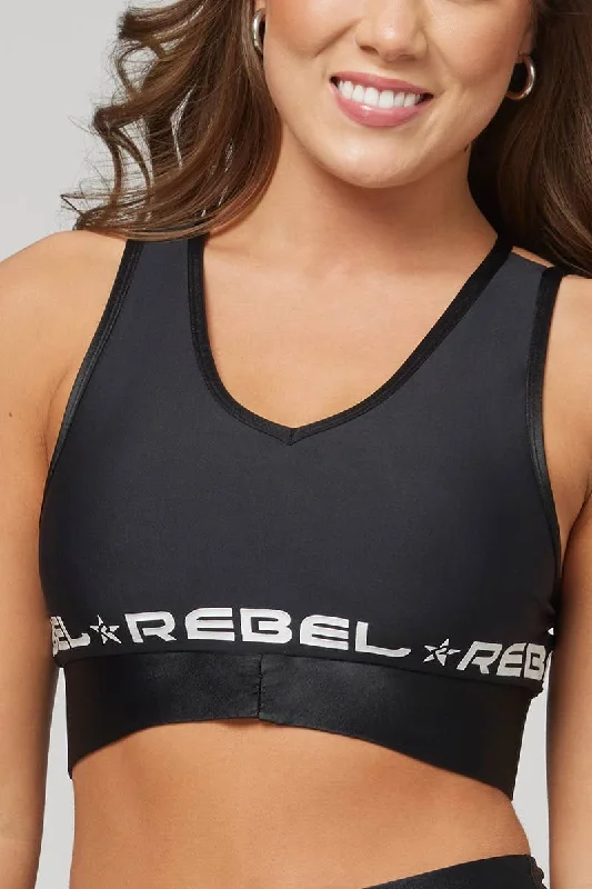 Price Reduction V Neck Sports Bra in Black