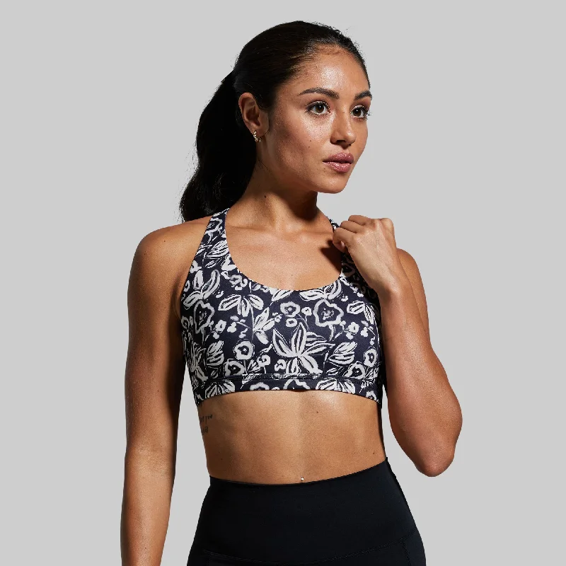 Last Chance Vitality Sports Bra (Wild Black Flowers)