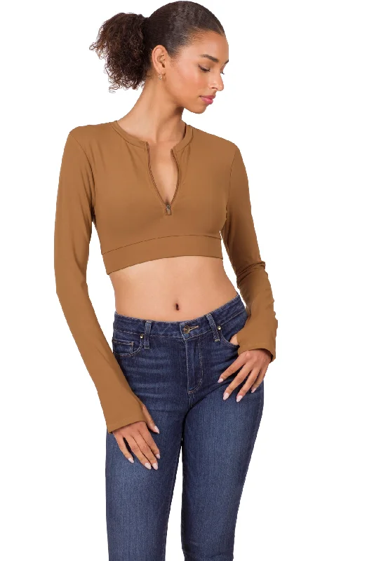 TIME-Limited Offer Zenana Athletic Half Zip Crop Top NST-6048A