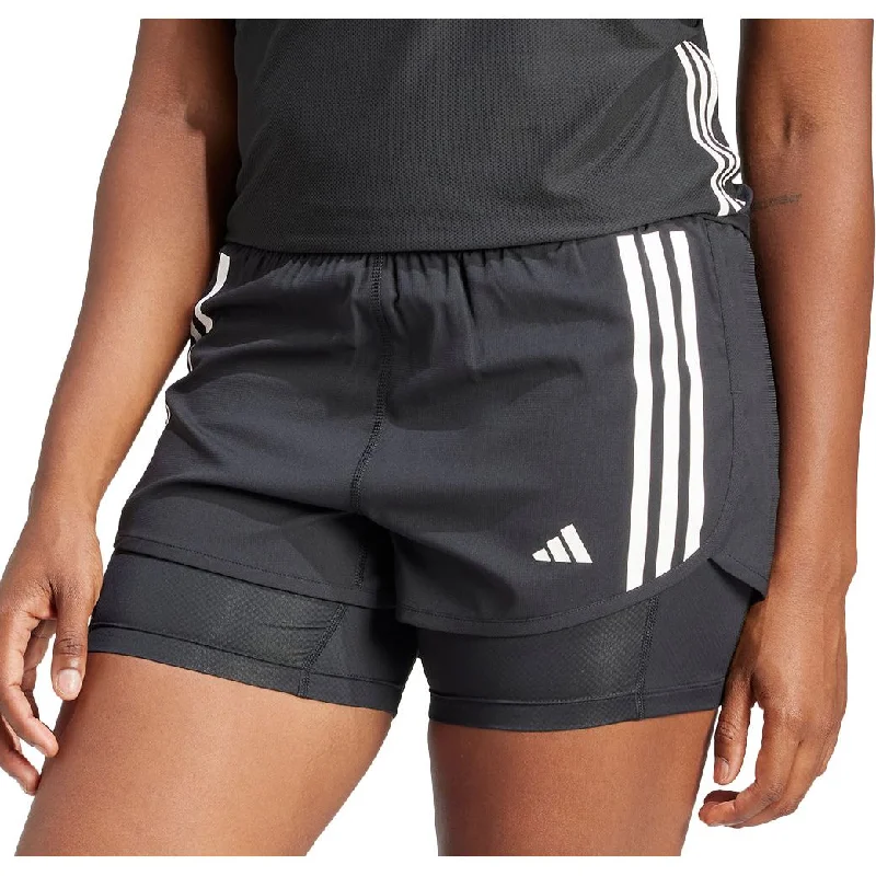 Price Drop adidas Own The Run 3 Stripes 2 In 1 Womens Running Shorts - Black
