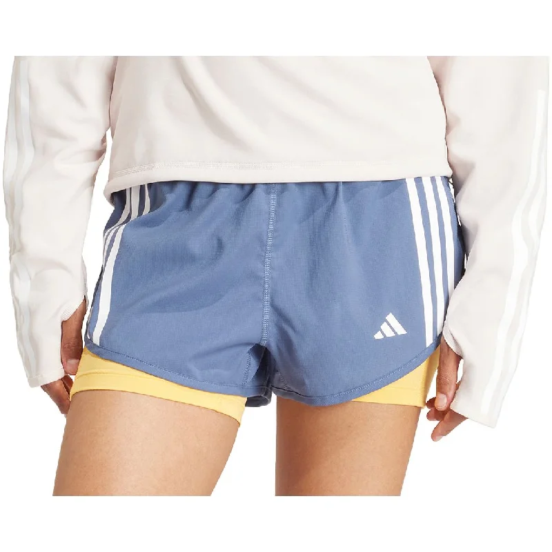 Flash Sale adidas Own The Run 3 Stripes 2 In 1 Womens Running Shorts - Blue