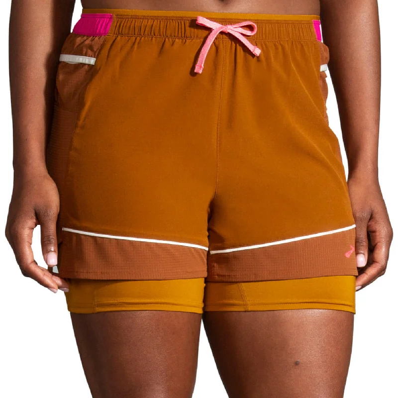 Year-End Sale Brooks 3 Inch High Point 2 In 1 Womens Running Shorts - Brown