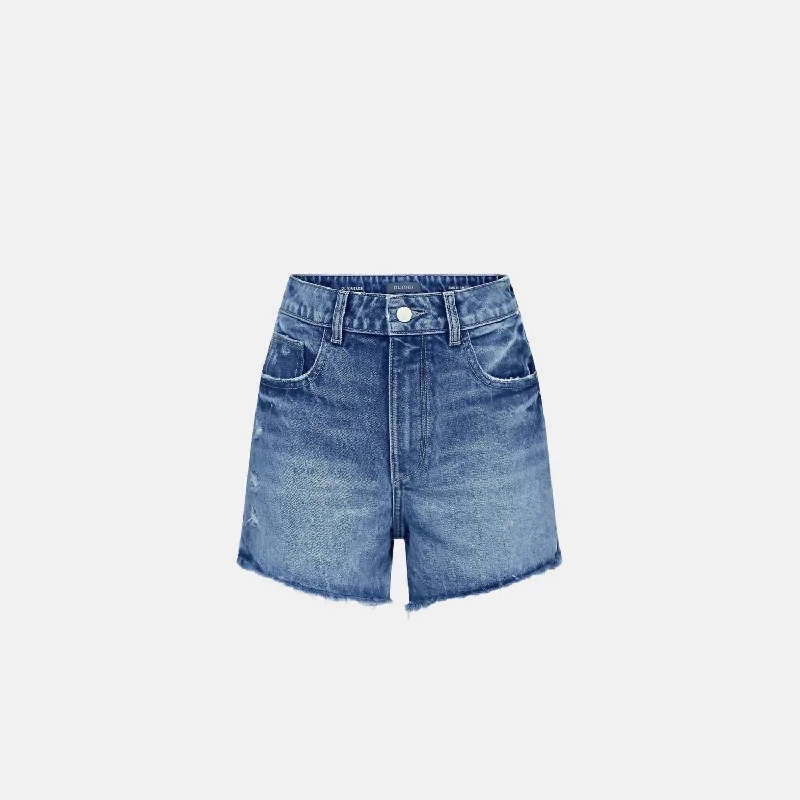 Denim Emilie High Rise Cut Off Short In Rigid Light