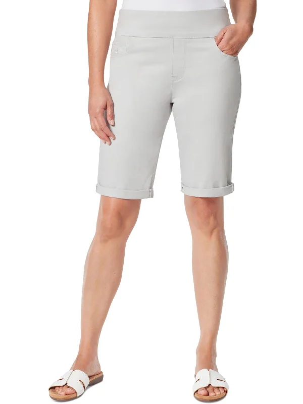 Limited Availability Petites Womens Mid Rise Knee Length Bermuda Shorts