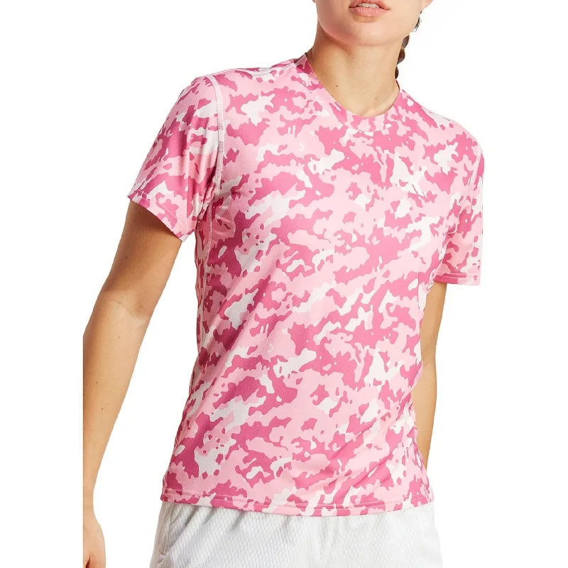 Super Sale adidas Own The Run Camo Short Sleeve Womens Running Top - Pink