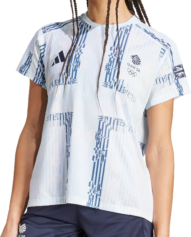 Super Deal adidas Team GB Short Sleeve Womens Training Top - Blue