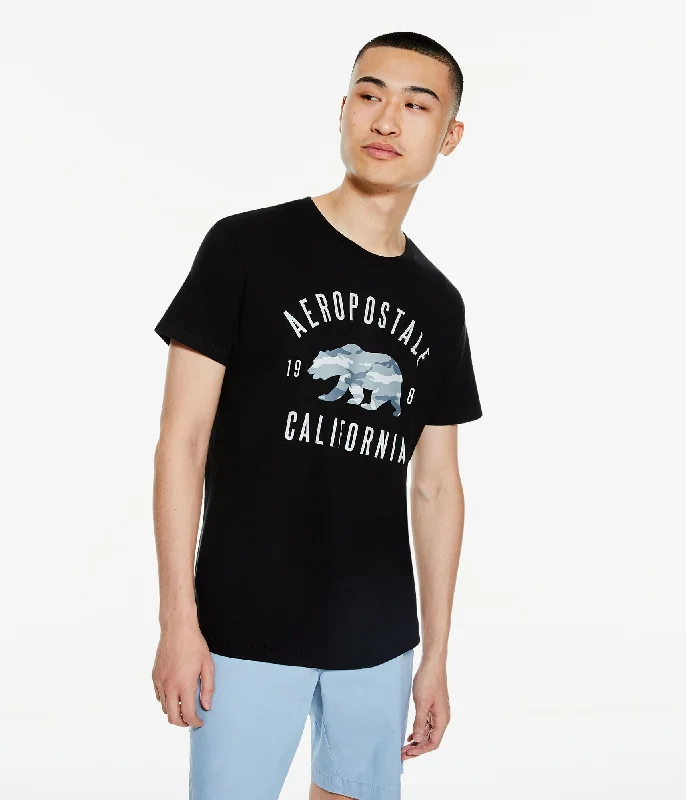 Aeropostale Mens Camo Bear Graphic Tee