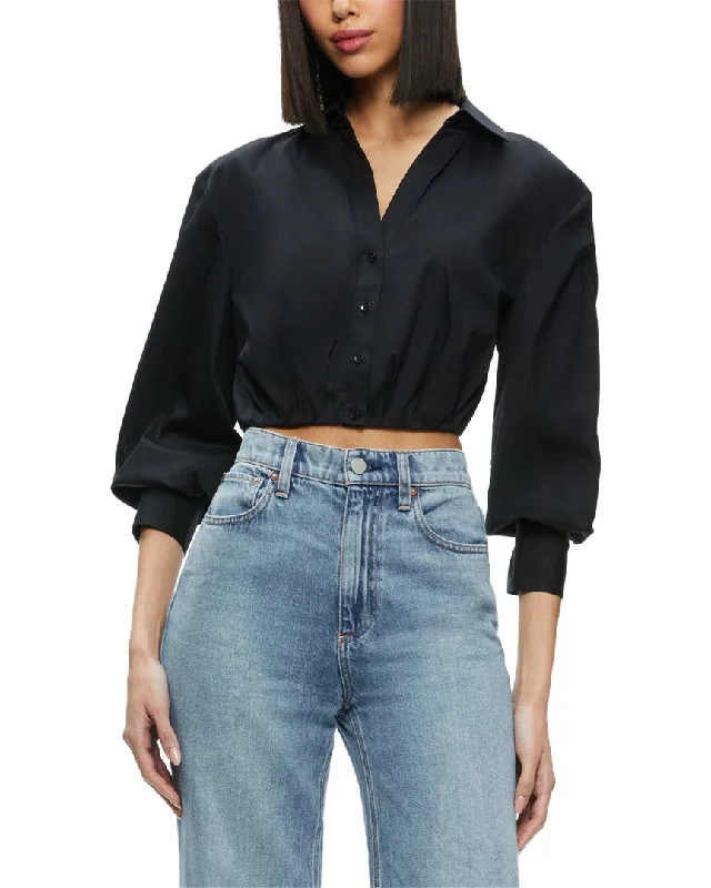 Exclusive Access alice + olivia Trudy Cropped Pleated Blouson Top