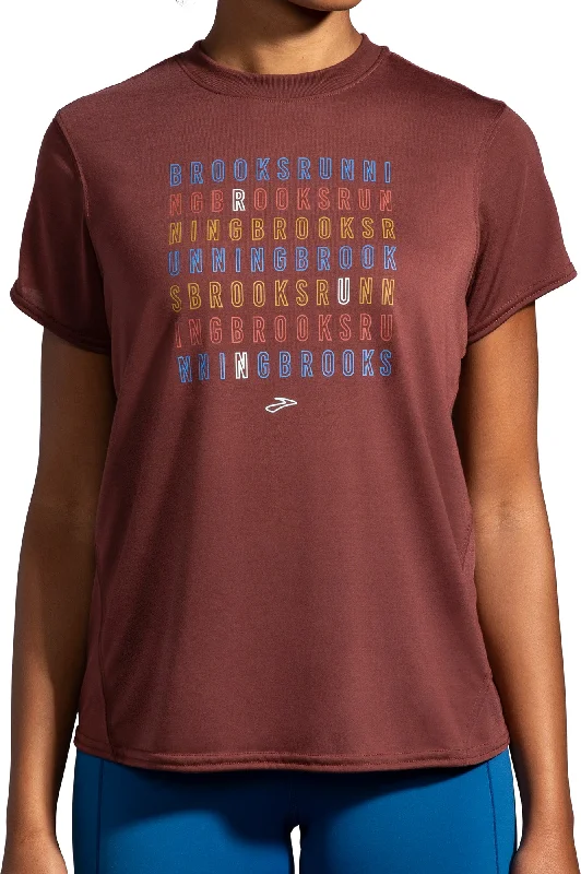 Quick Sale Brooks Distance Graphic Short Sleeve Womens Running Top - Red