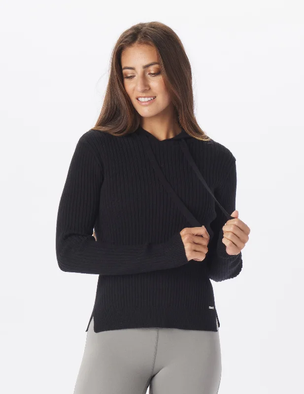 Extra Savings Couture Rib Hoodie: Black