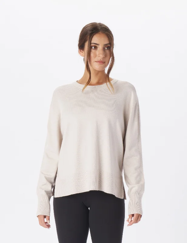 Price Rollback Elevated Rib Crew: Oatmilk