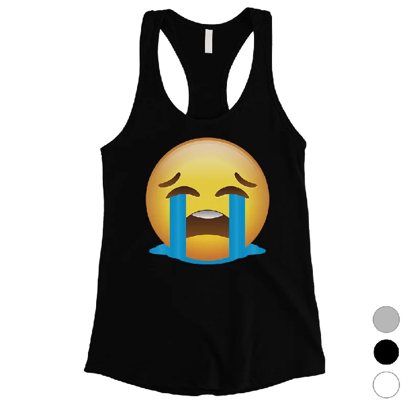 Emoji-Crying Womens Emotional Silly Down Simple Tank Top Costume