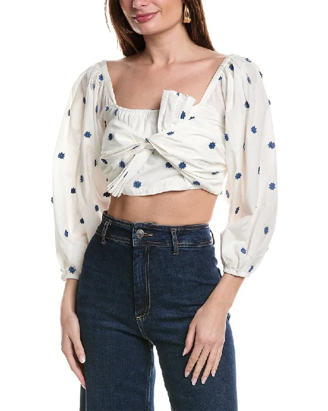 Great Deals FARM Rio Blue Flowers Crop Top