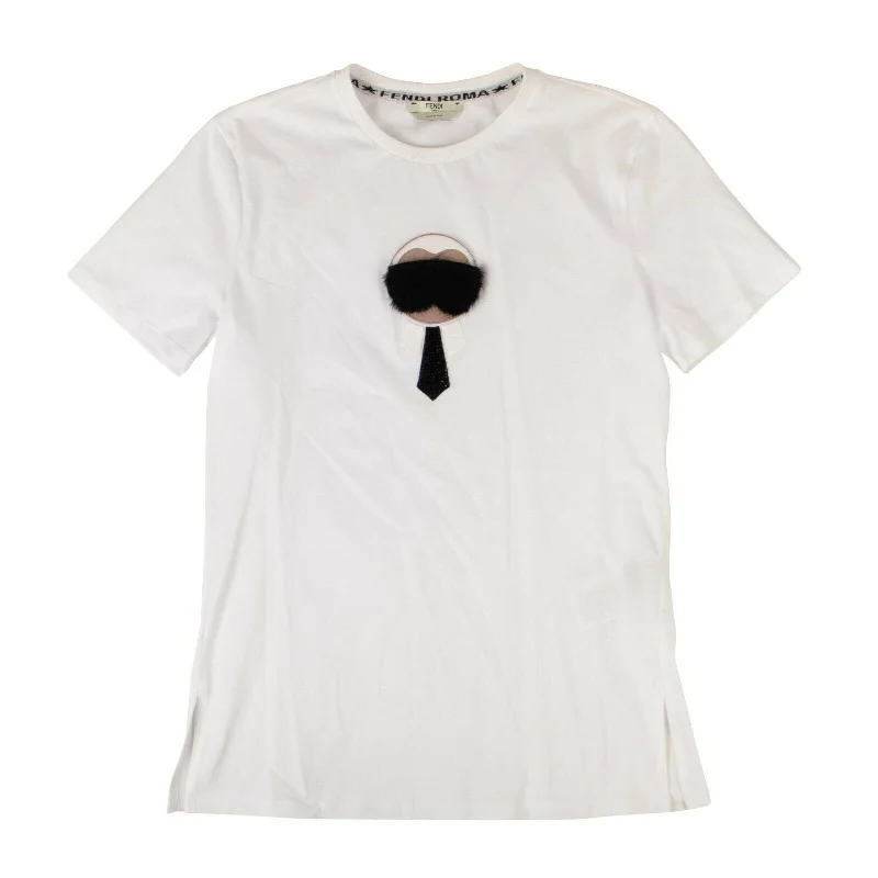 Limited Availability FENDI x KARL LAGERFELD Cotton 'Karl Monster' T-Shirt - White