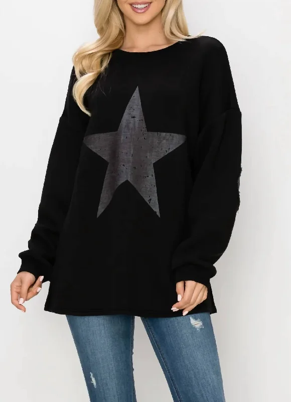 Deep Discounts Finola Pointe Knit Star Top In Black
