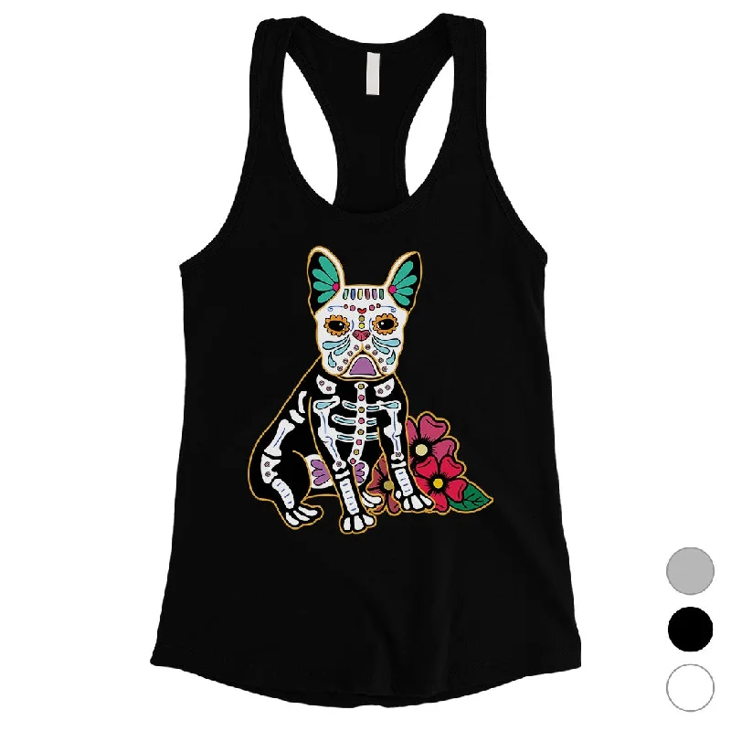 Frenchie Day Of Dead Funny Halloween Costume Cute Womens Tank Top