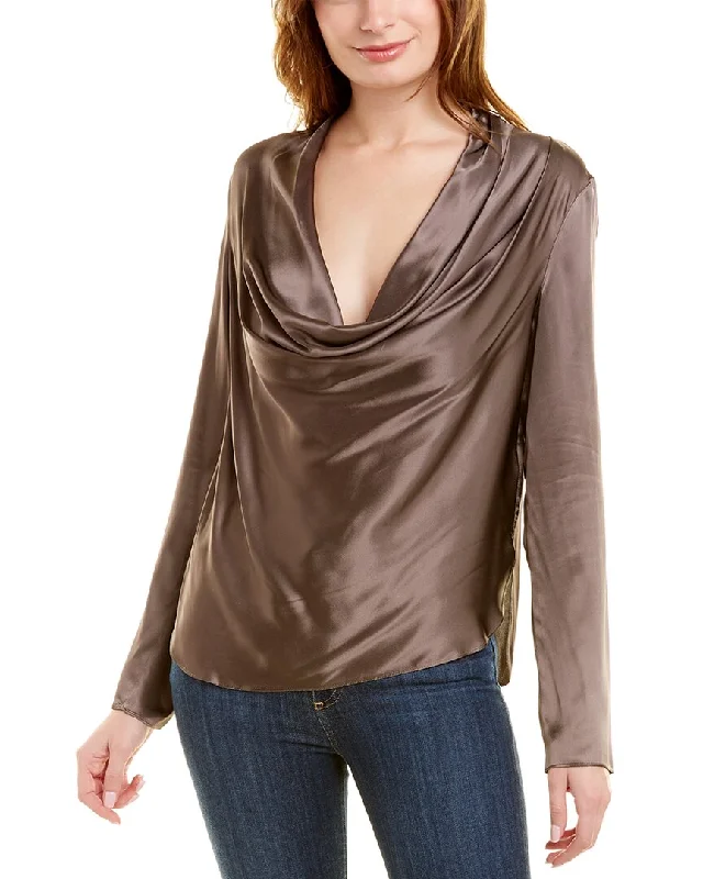 Quick Sale Halston Aviana Charmeuse Silk-Blend Blouse