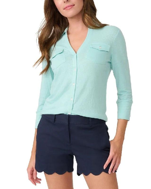Early Access J.McLaughlin Solid Brynn Knit Linen-Blend Top