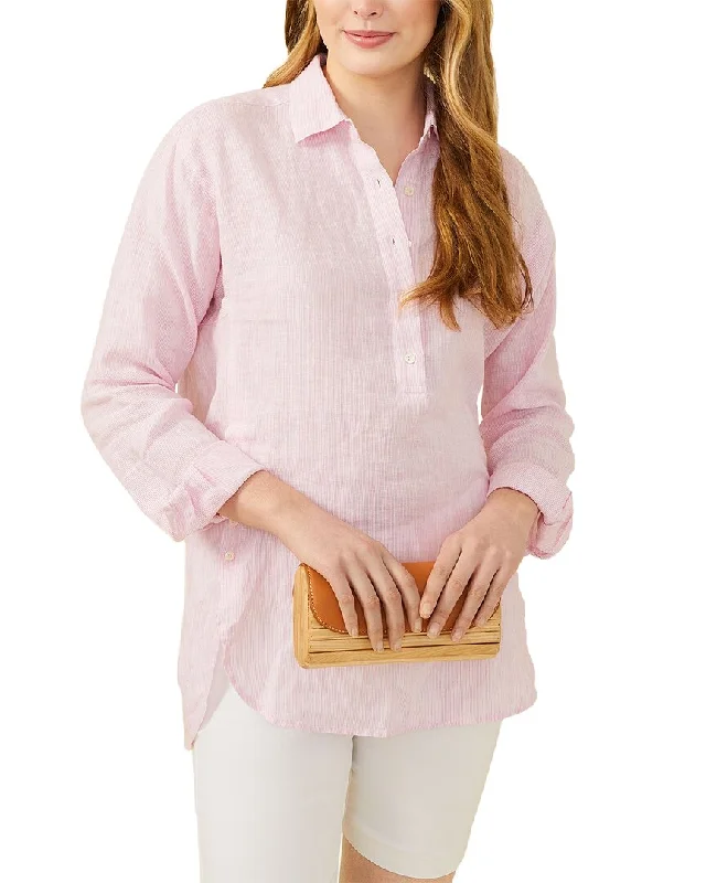 Limited Availability J.McLaughlin Stripe Fallon Linen Blouse