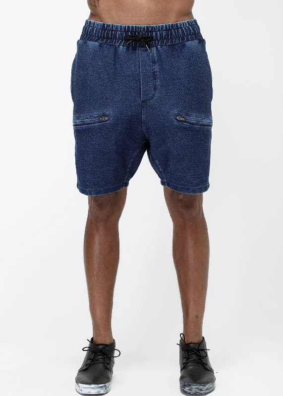 Konus Men's Heavy Denim Knit Shorts in Blue