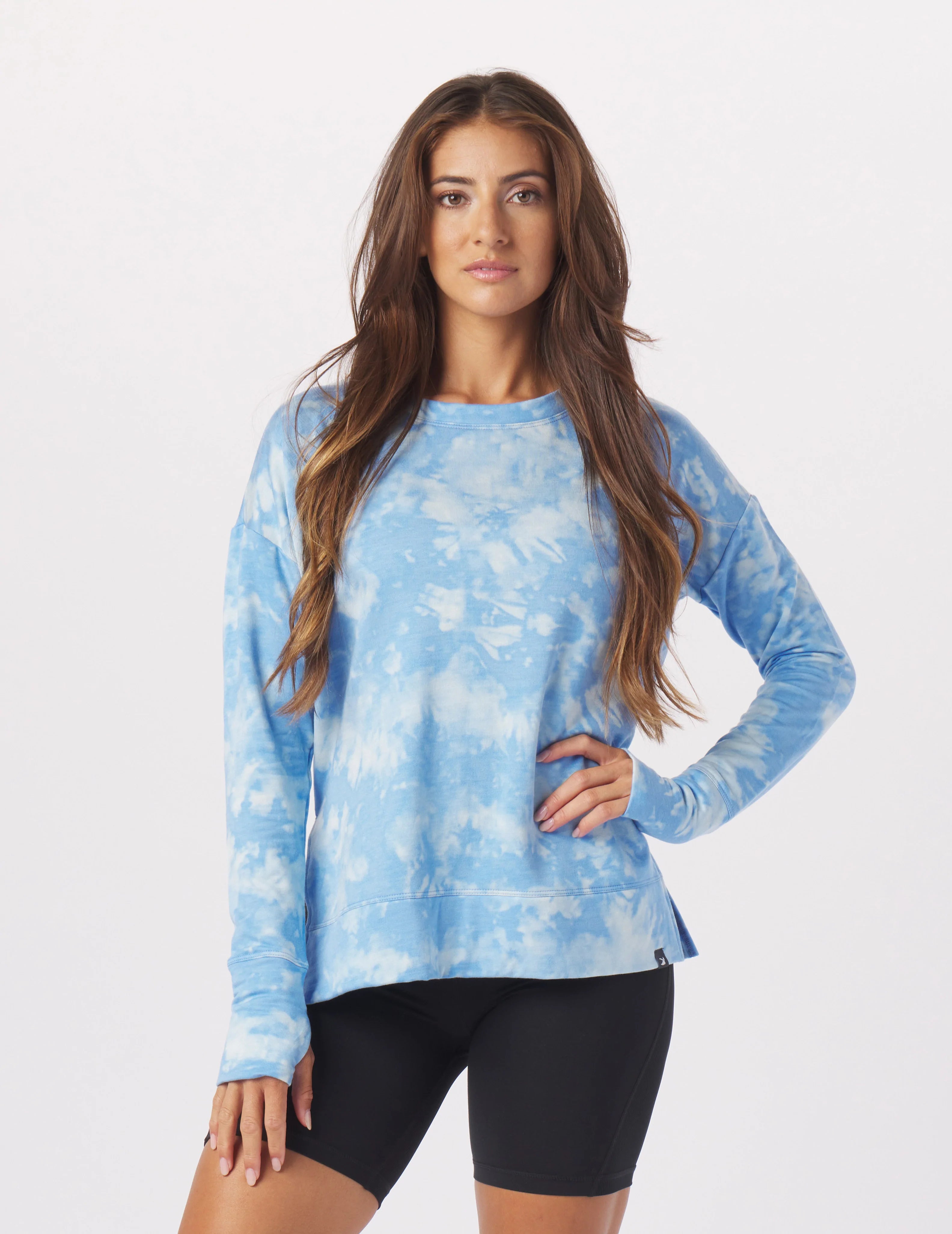 Friends and Family Sale Lounge Long Sleeve: Ice Blue Stone Dye
