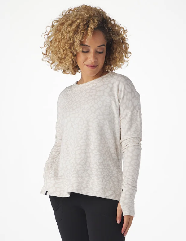 Markdowns Lounge Long Sleeve: Oatmilk White Leopard