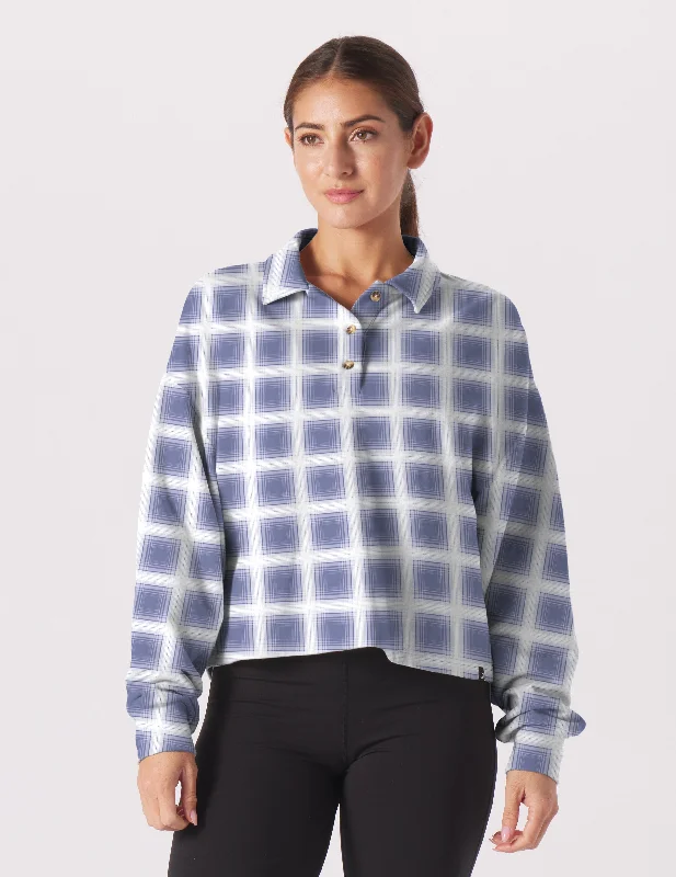 Deal of the Week Lounge Skimmer Polo: Washed Blue/Oatmilk Jackson Plaid