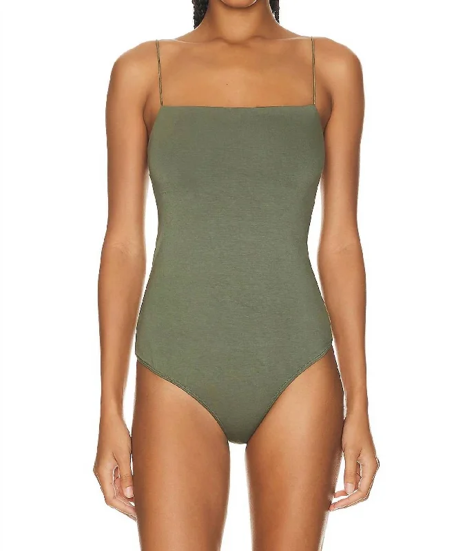 Bargain Blast Luxe Knit Essential Tank Bodysuit In Military