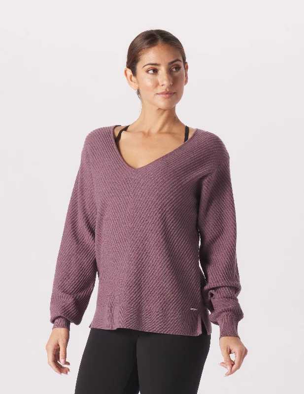 Bargain Blast Luxury Rib Sweater: Berry Wine