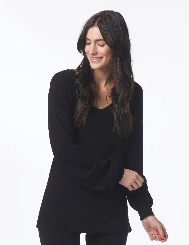 Extra Savings Luxury Rib Sweater: Black