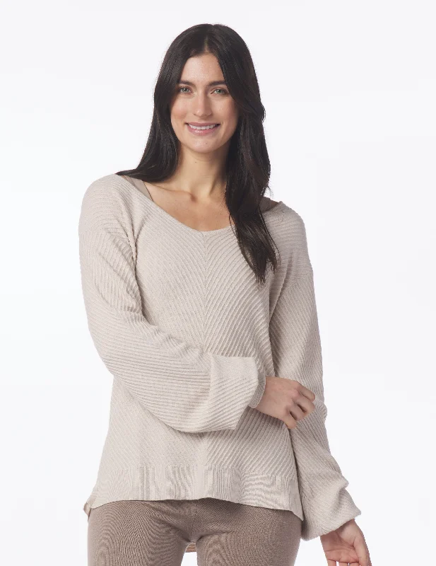 Steals and Deals Luxury Rib Sweater: Oatmilk