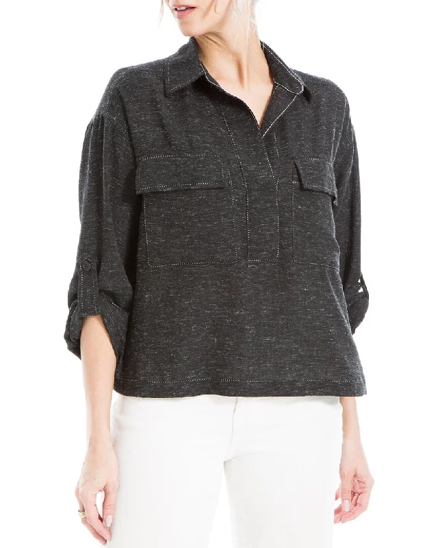 Final Sale Max Studio 3/4-Sleeve Linen-Blend Top