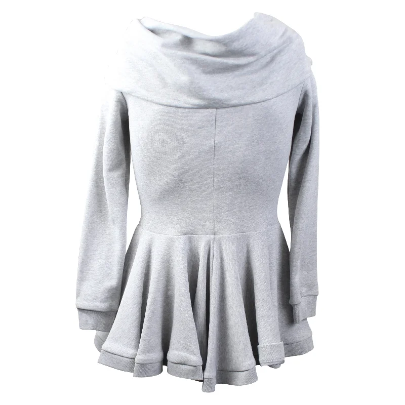 Don't Wait Moschino Couture Zip Up Flared Mini Sweatshirt Dress - Gray