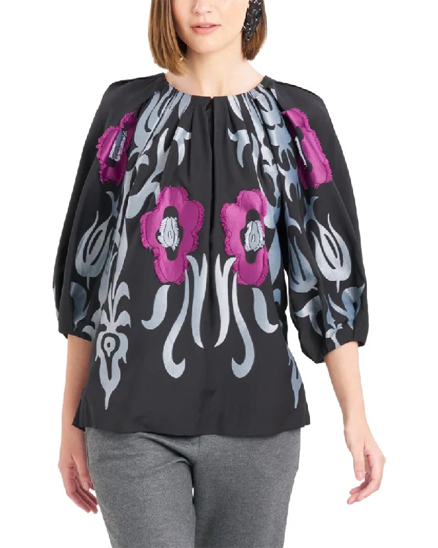 Fantastic Deals Natori Suzani Jacquard Pleated Top