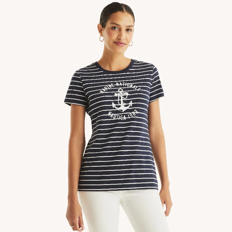 Markdowns Nautica Womens Striped Marine Graphic T-Shirt