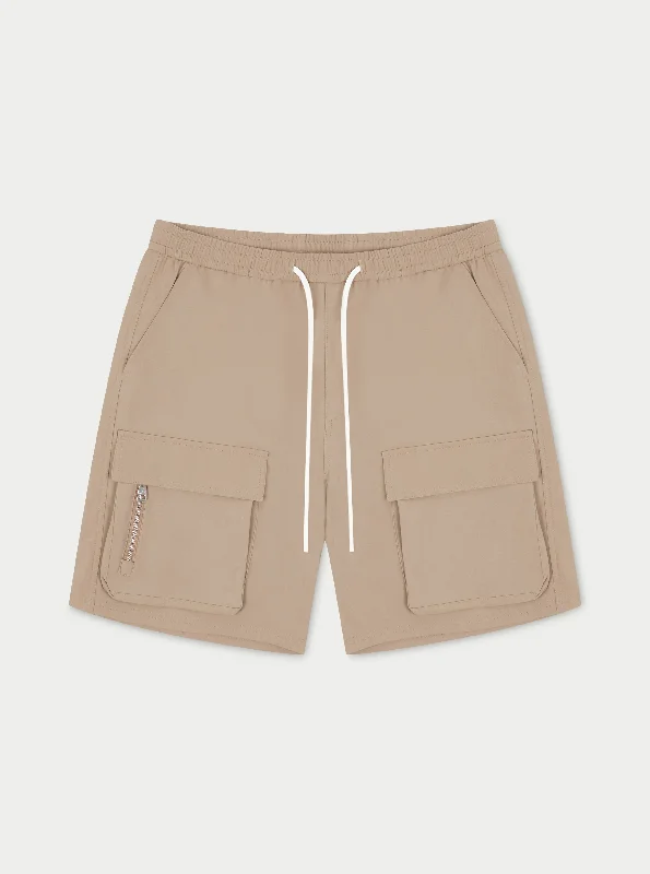 HEAVYWEIGHT ZIP CARGO SHORTS - BEIGE