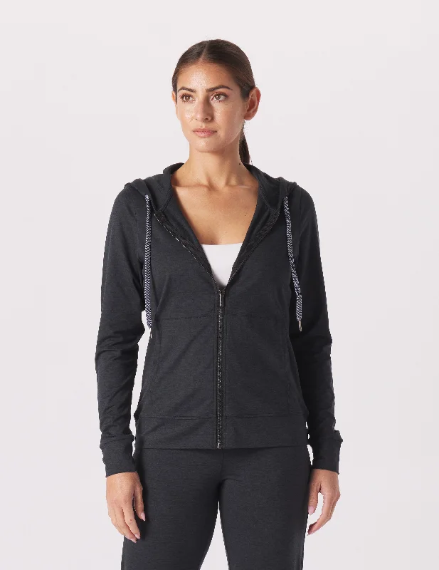 Friends and Family Sale On The Go Lightweight Zip Up Hoodie: Black Marble