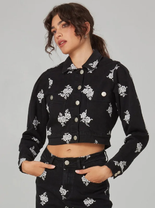 PARKER-BWF Jacket - Black White Flower