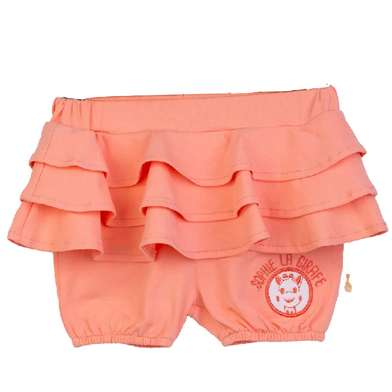 Peach Ruffle Logo Shorts