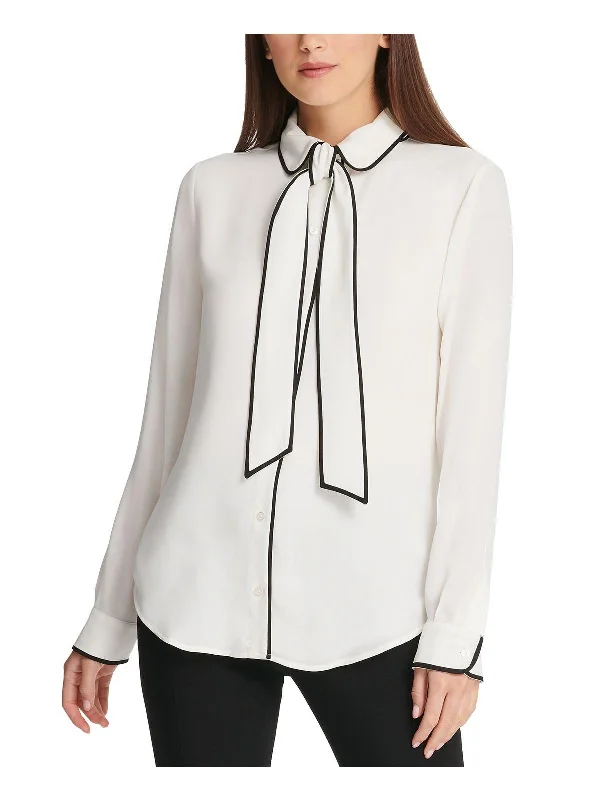 Price Meltdown Petites Womens Button-Down Collared Blouse