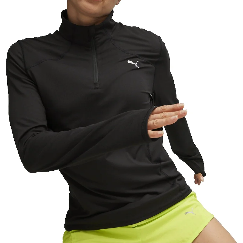 Discount Mania Puma Run Cloudspun Half Zip Long Sleeve Womens Running Top - Black