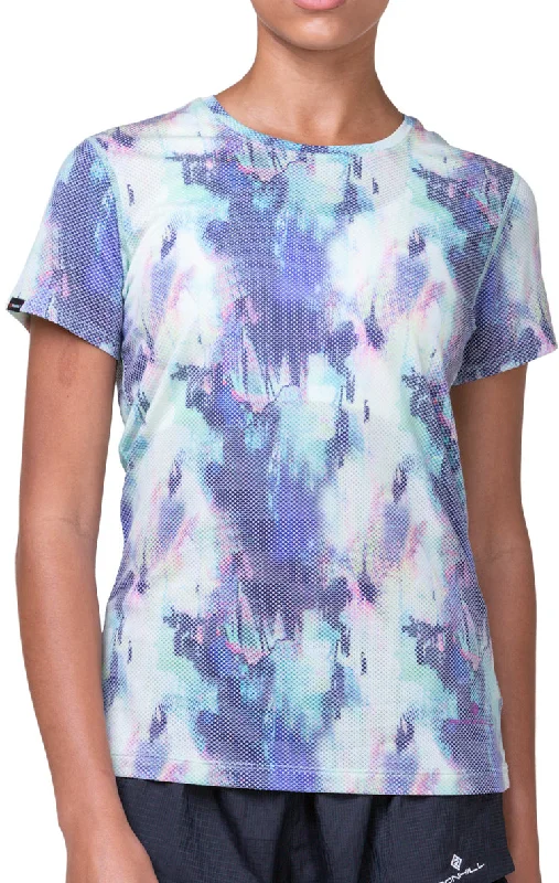 New Deals Ronhill Golden Hour Short Sleeve Womens Running Top - Blue