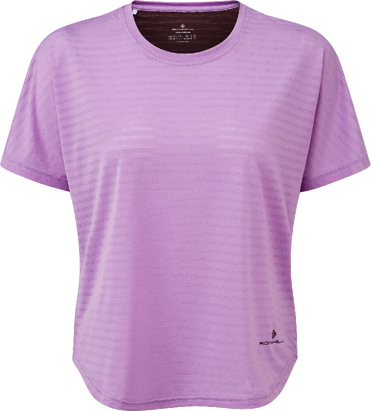 Weekend Deal Ronhill Life Agile Short Sleeve Womens Running Top - Purple